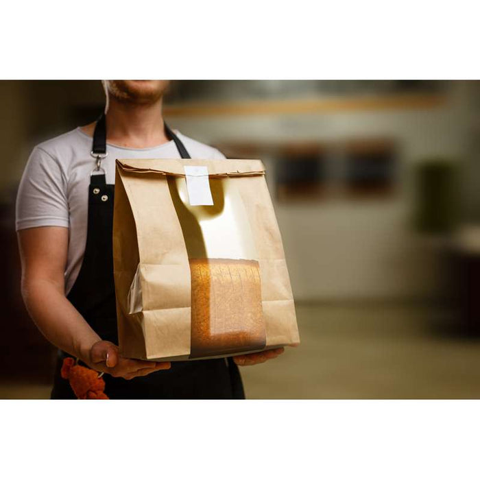 Sac SOS papier kraft brun avec fenêtre  225x120mm H375mm-500Pcs