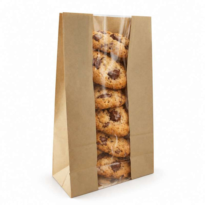Sac SOS papier kraft brun avec fenêtre  225x120mm H375mm-500Pcs