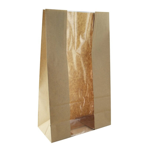 Sac SOS papier kraft brun avec fenêtre  225x120mm H375mm-500Pcs