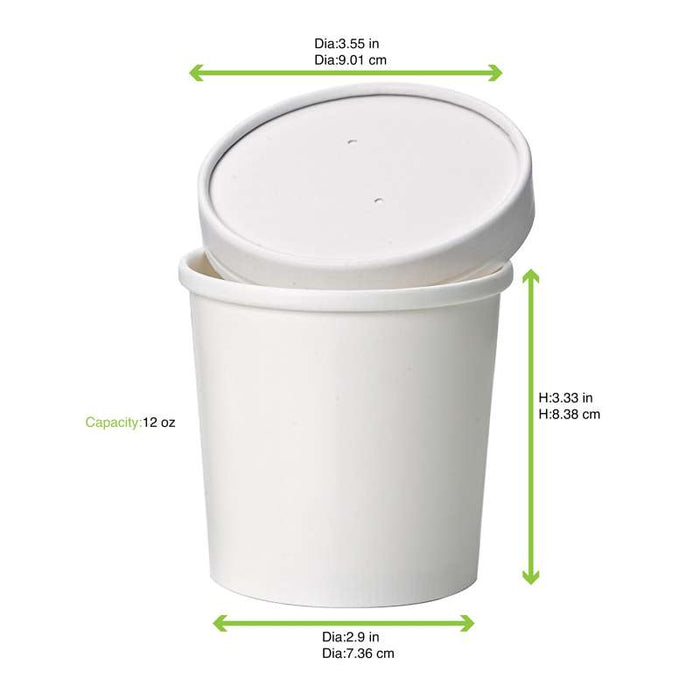 Pot carton blanc chaud et froid   H89mm 350ml - 500Pcs