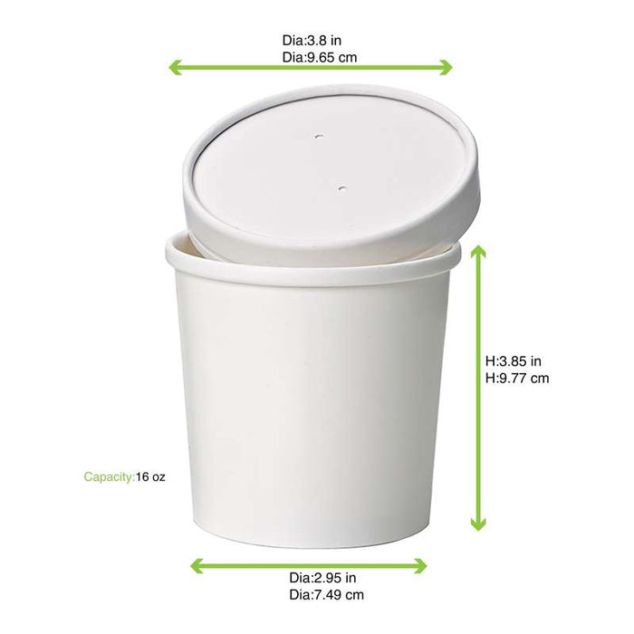 Pot carton blanc chaud et froid   H100mm 490ml - 500Pcs