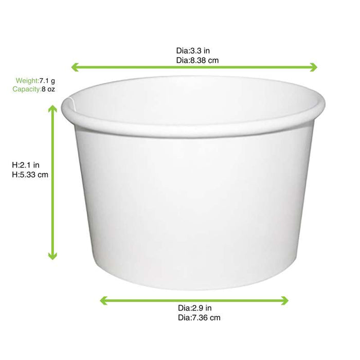 Pot carton blanc chaud et froid   H61mm 230ml - 500Pcs