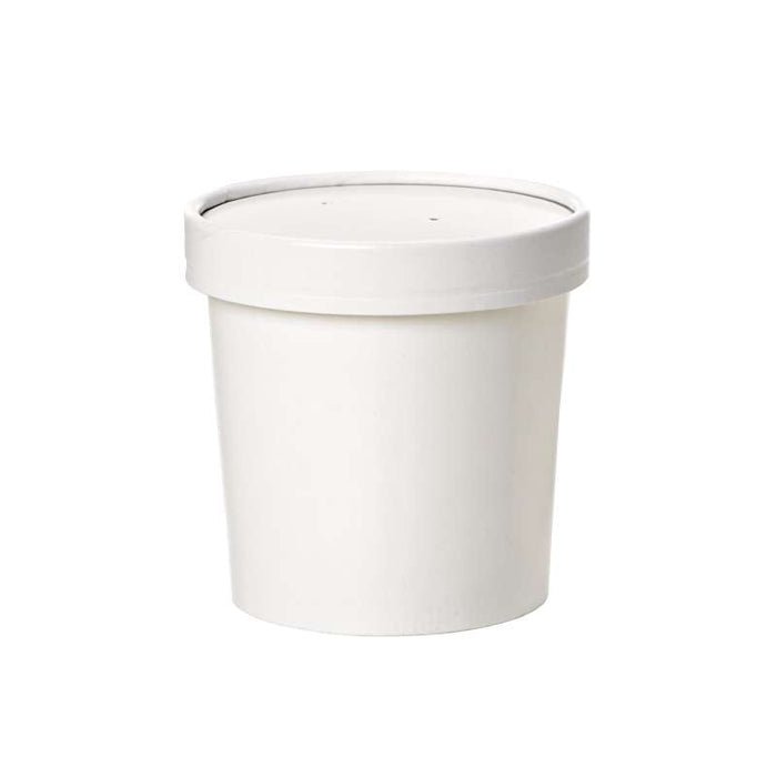 Pot carton blanc chaud et froid avec couvercle carton   H85mm 350ml - 250Pcs