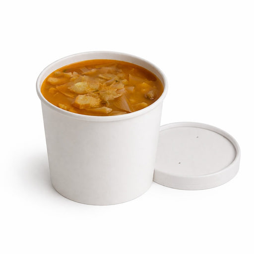 Pot carton blanc chaud et froid avec couvercle carton   H85mm 350ml - 250Pcs