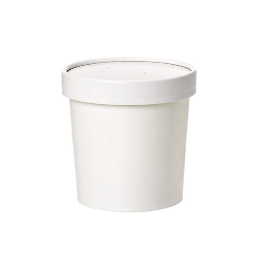 Pot carton blanc chaud et froid avec couvercle carton   H85mm 350ml - 250Pcs