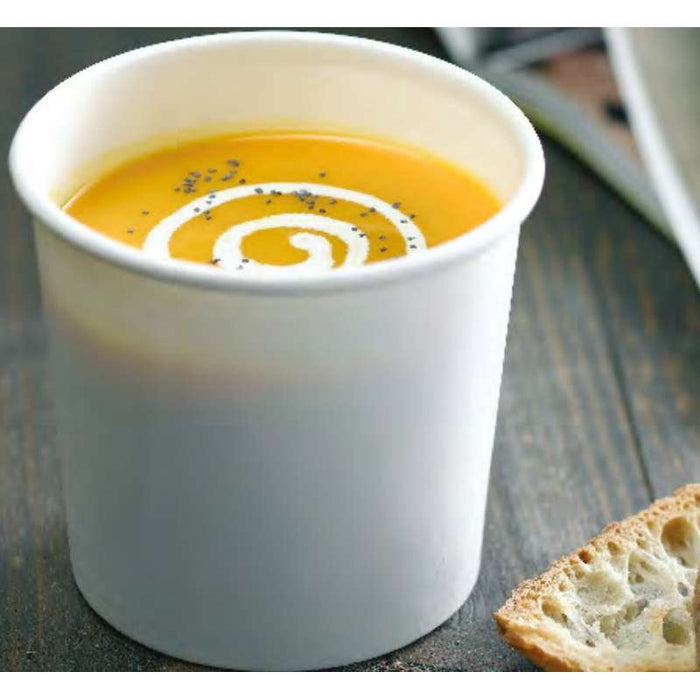 Pot carton blanc chaud et froid avec couvercle carton   H100mm 470ml - 250Pcs