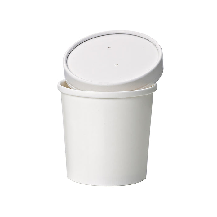 Pot carton blanc chaud et froid avec couvercle carton   H100mm 470ml - 250Pcs