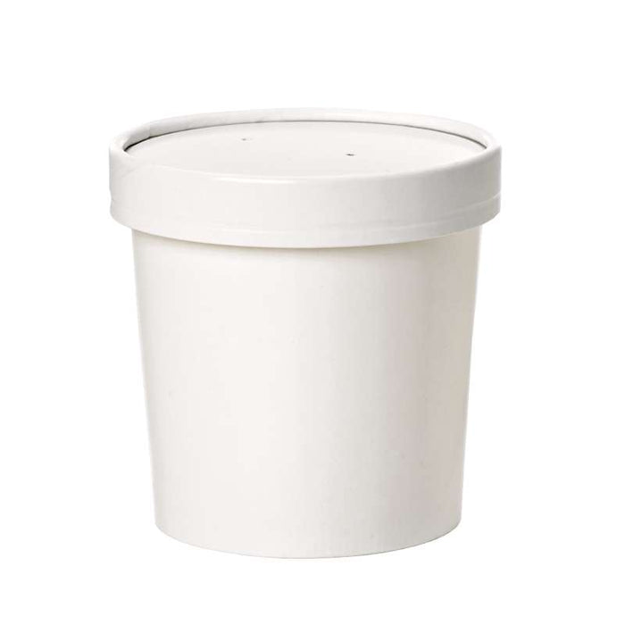 Pot carton blanc chaud et froid avec couvercle carton   H140mm 960ml - 250Pcs