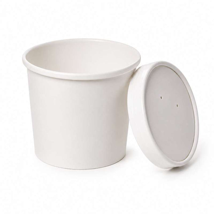 Pot carton blanc chaud et froid avec couvercle carton   H140mm 960ml - 250Pcs
