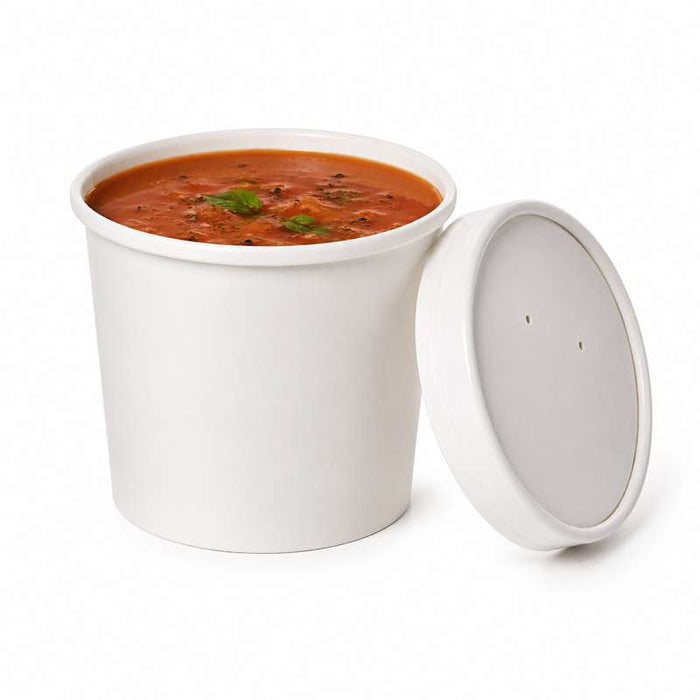 Pot carton blanc chaud et froid avec couvercle carton   H140mm 960ml - 250Pcs