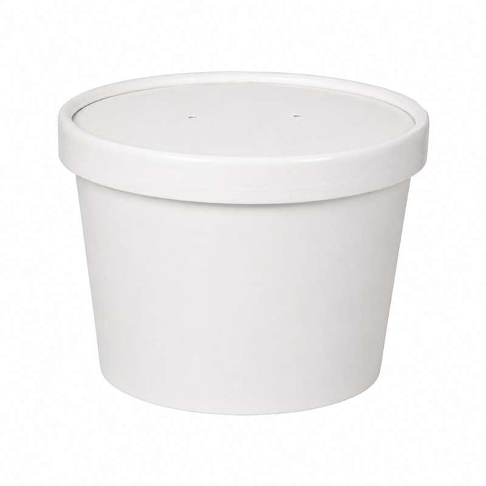 Pot carton blanc chaud et froid avec couvercle carton   H60mm 230ml - 250Pcs