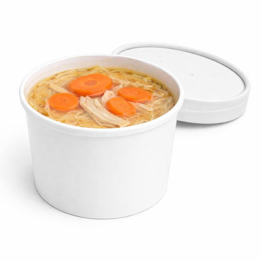 Pot carton blanc chaud et froid avec couvercle carton   H60mm 230ml - 250Pcs