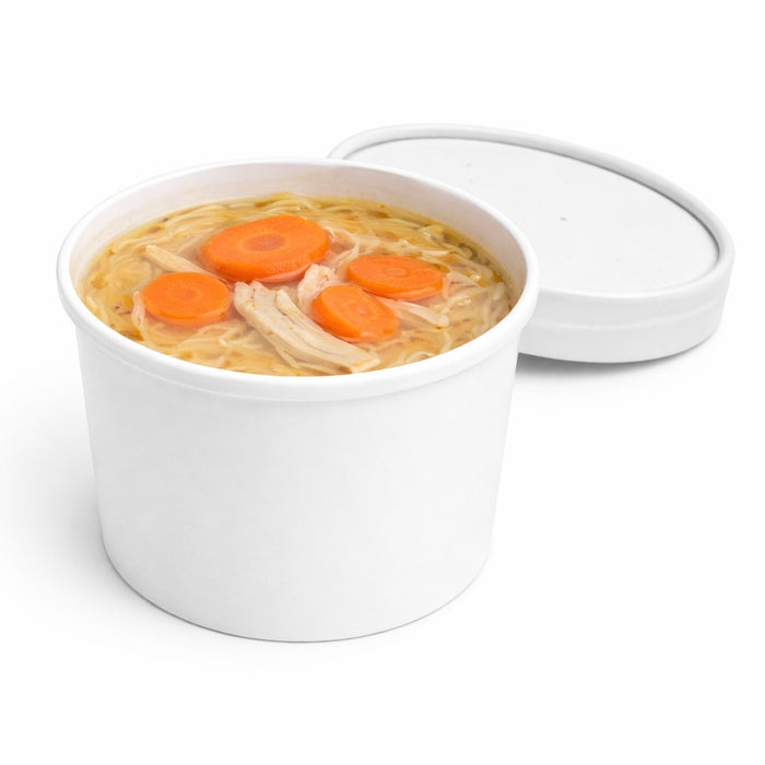 Pot carton blanc chaud et froid avec couvercle carton   H60mm 230ml - 250Pcs