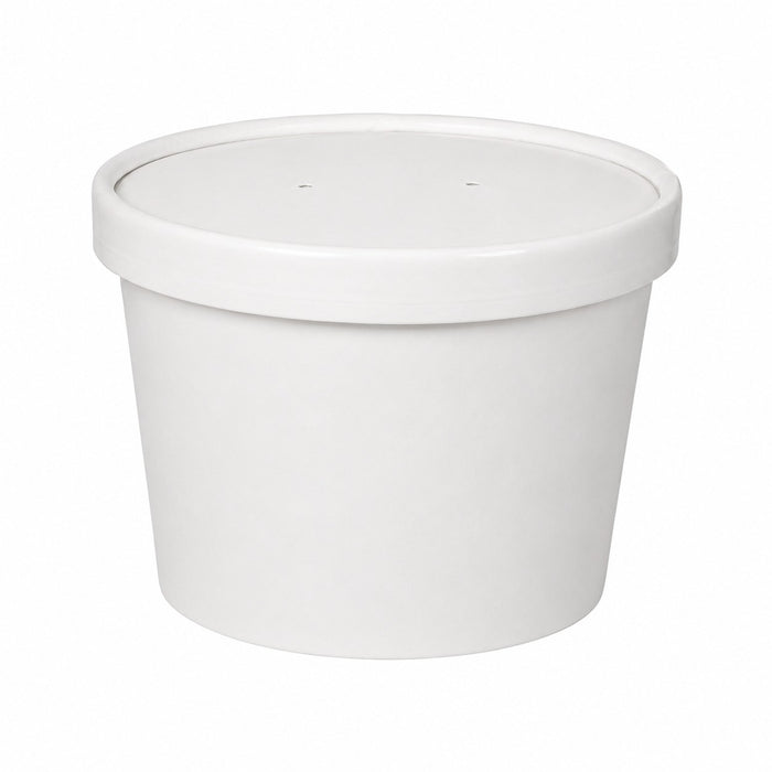 Pot carton blanc chaud et froid avec couvercle carton   H60mm 230ml - 250Pcs