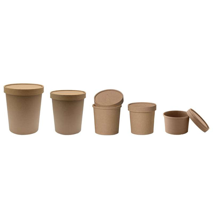 Pot carton brun chaud et froid avec couvercle carton   H100mm 470ml - 250Pcs