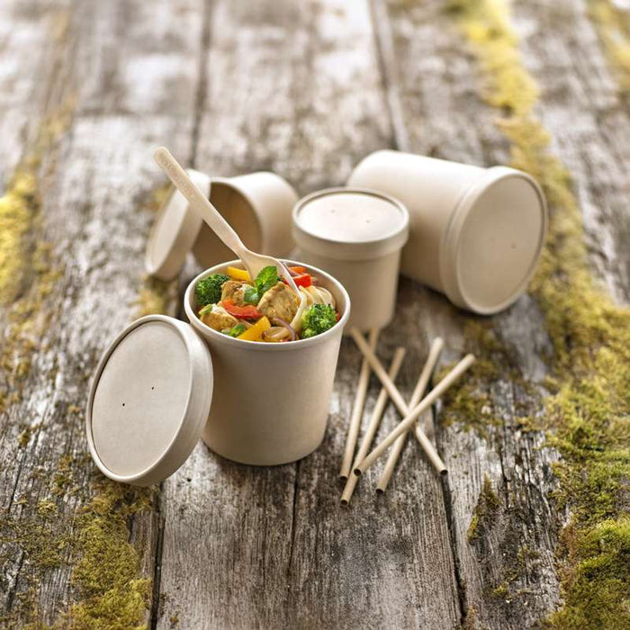 Pot carton brun chaud et froid avec couvercle carton   H100mm 470ml - 250Pcs
