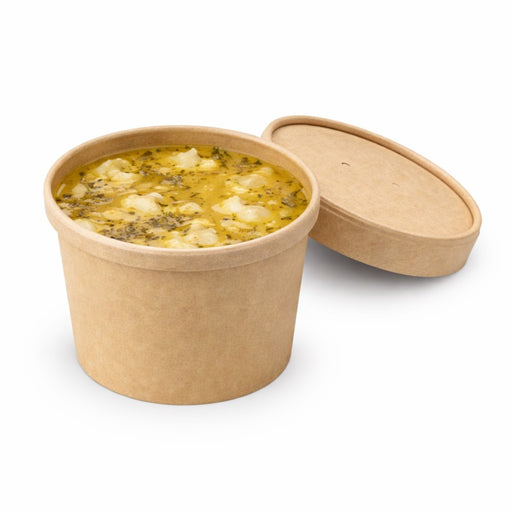 Pot carton brun chaud et froid avec couvercle carton   H85mm 350ml - 500Pcs