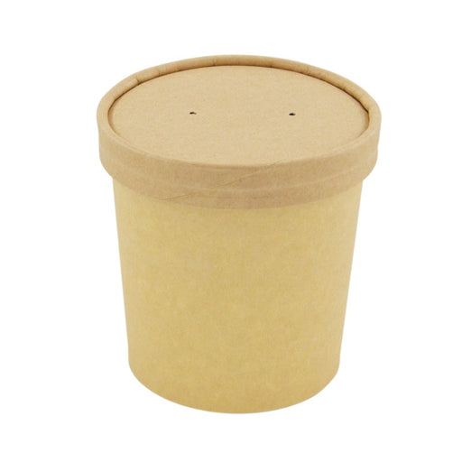 Pot carton brun chaud et froid avec couvercle carton   H85mm 350ml - 500Pcs