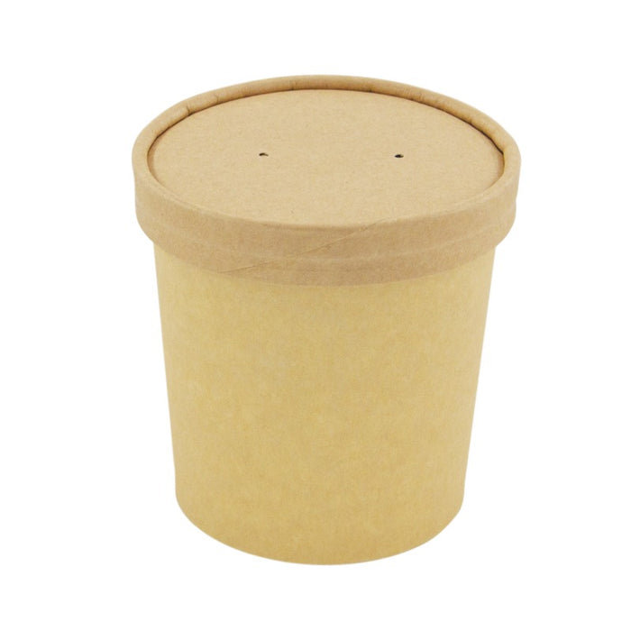 Pot carton brun chaud et froid avec couvercle carton   H85mm 350ml - 500Pcs