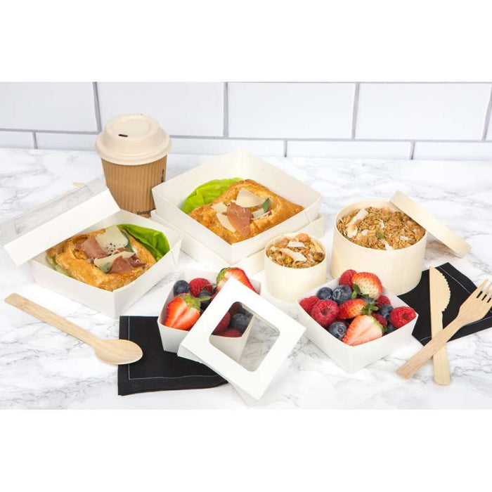 Pot carton brun chaud et froid avec couvercle carton   H95mm 490ml - 500Pcs
