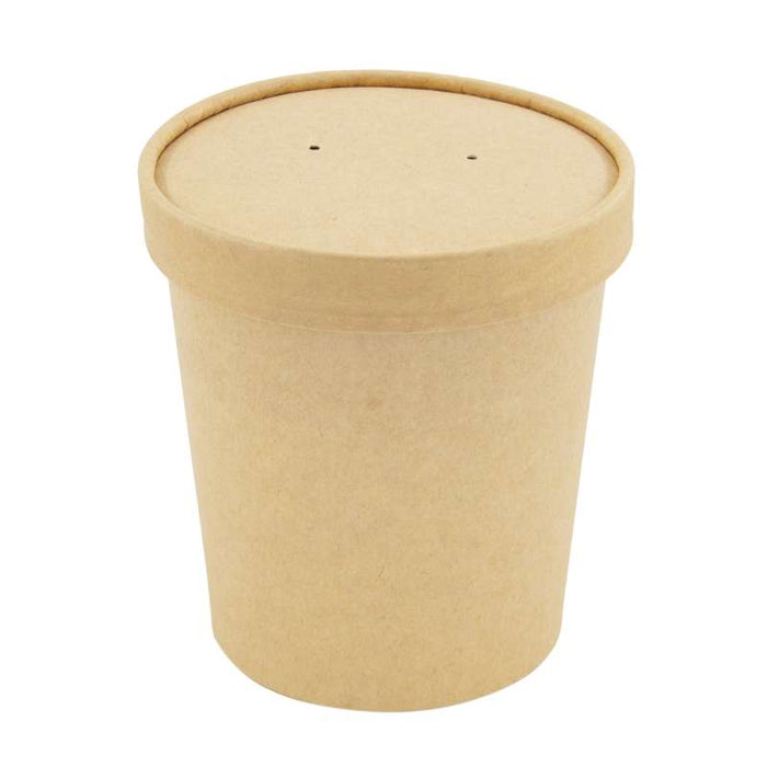Pot carton brun chaud et froid avec couvercle carton   H95mm 490ml - 500Pcs