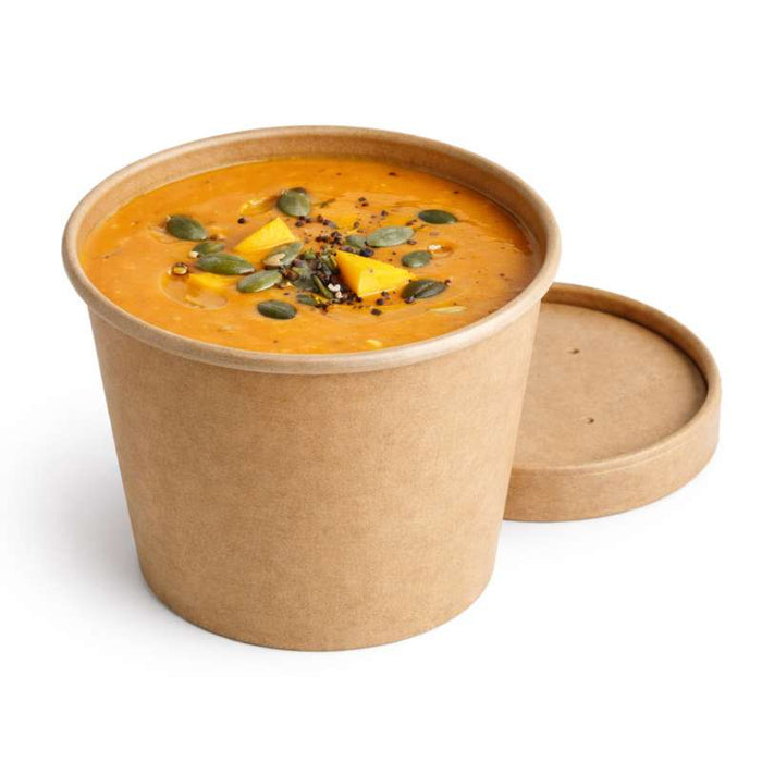 Pot carton brun chaud et froid avec couvercle carton   H95mm 490ml - 500Pcs