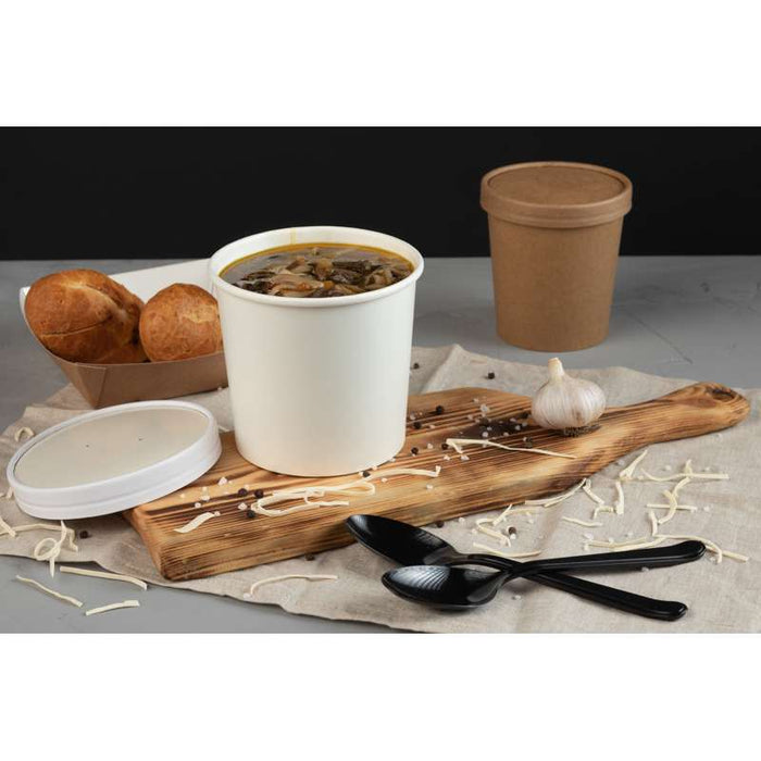 Pot carton brun chaud et froid avec couvercle carton   H100mm 470ml - 250Pcs