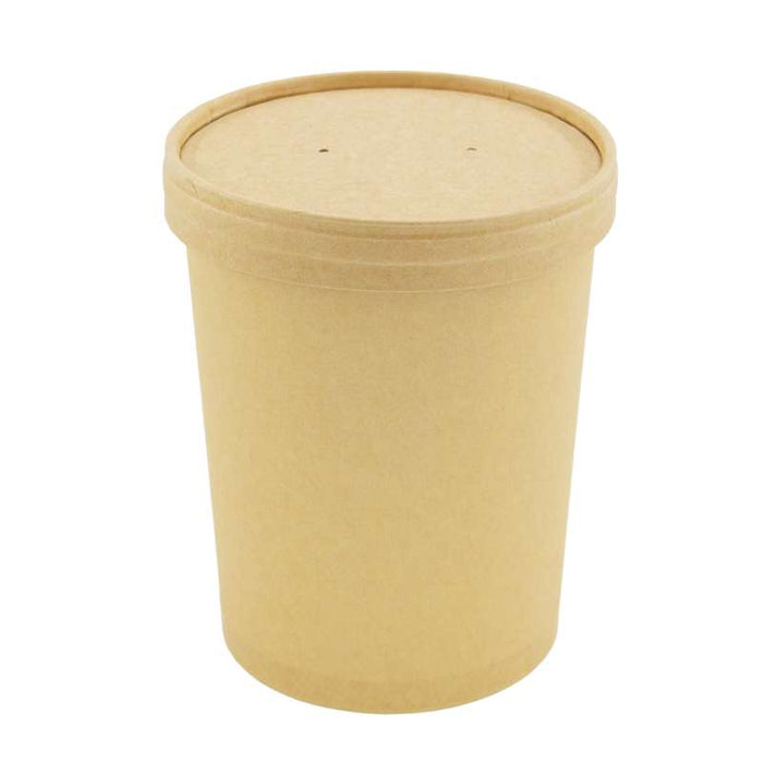 Pot carton brun chaud et froid avec couvercle carton   H118mm 560ml - 250Pcs