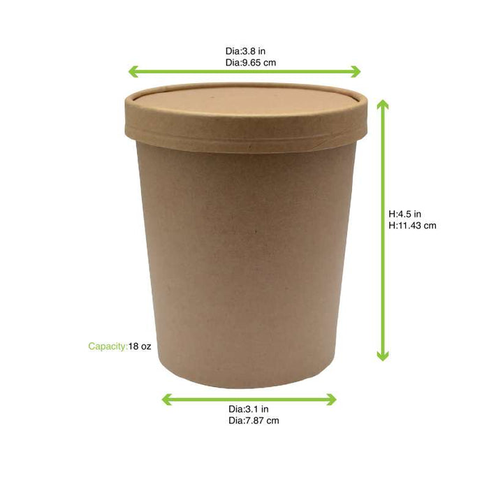 Pot carton brun chaud et froid avec couvercle carton   H118mm 560ml - 250Pcs
