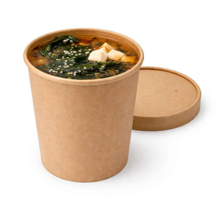 Pot carton brun chaud et froid avec couvercle carton   H118mm 560ml - 250Pcs