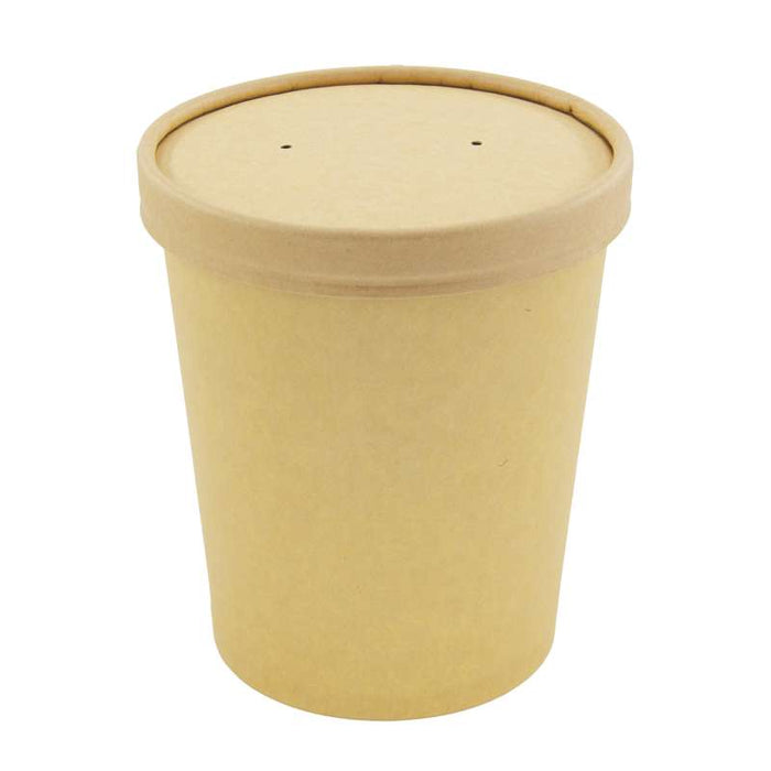 Pot carton brun chaud et froid avec couvercle carton   H135mm 940ml - 250Pcs