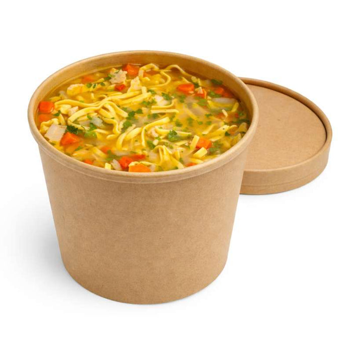 Pot carton brun chaud et froid avec couvercle carton   H135mm 940ml - 250Pcs