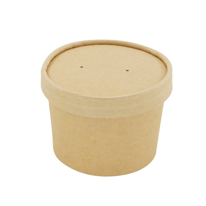 Pot carton brun chaud et froid avec couvercle carton   H62mm 240ml - 500Pcs