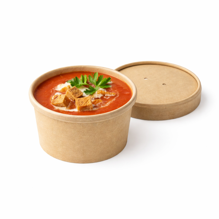 Pot carton brun chaud et froid avec couvercle carton   H62mm 240ml - 500Pcs