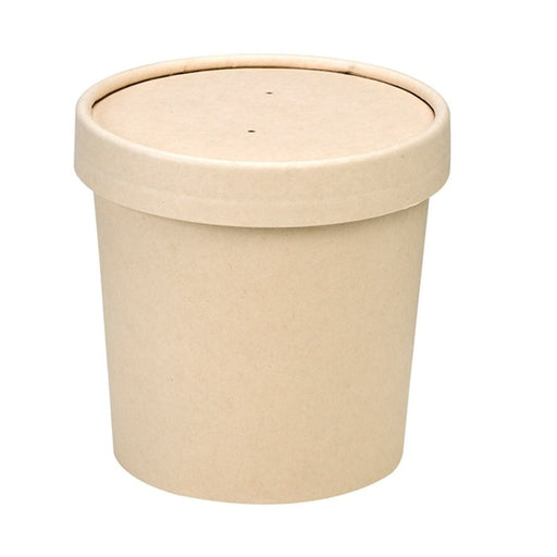 Pot carton fibre de bambou chaud et froid avec couvercle   H86mm 350ml - 500Pcs