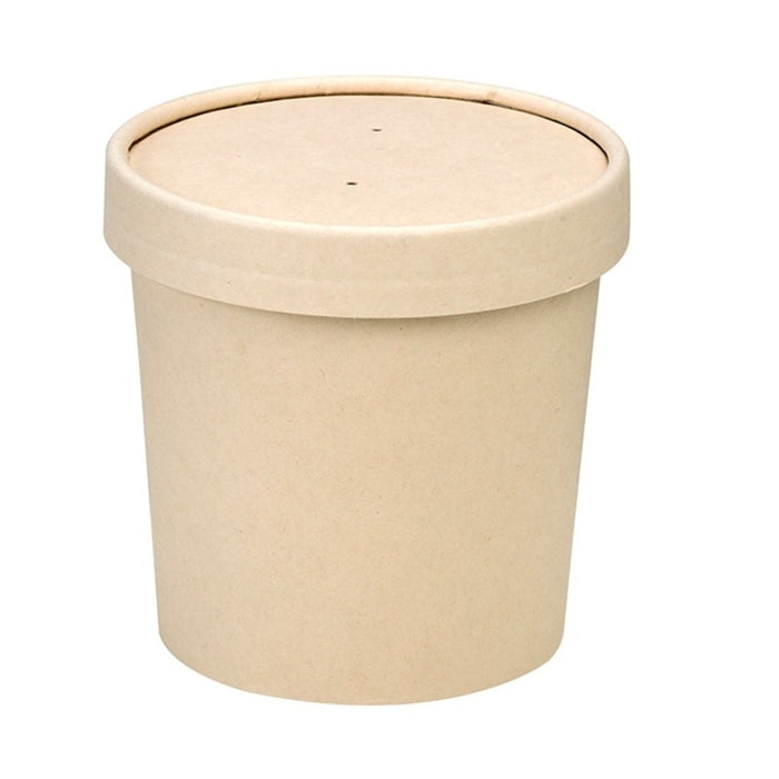 Pot carton fibre de bambou chaud et froid avec couvercle   H86mm 350ml - 500Pcs