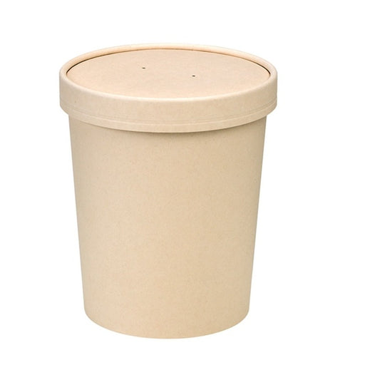 Pot carton fibre de bambou chaud et froid avec couvercle   H140mm 940ml - 250Pcs