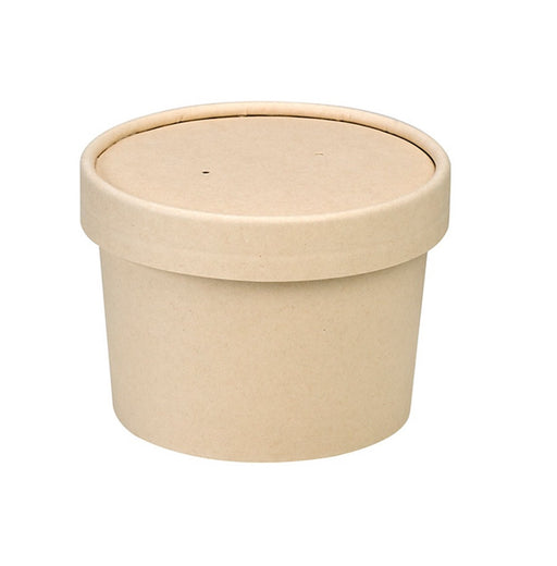 Pot carton fibre de bambou chaud et froid avec couvercle   H75mm 240ml - 500Pcs