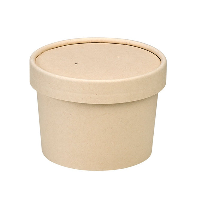 Pot carton fibre de bambou chaud et froid avec couvercle   H75mm 240ml - 500Pcs