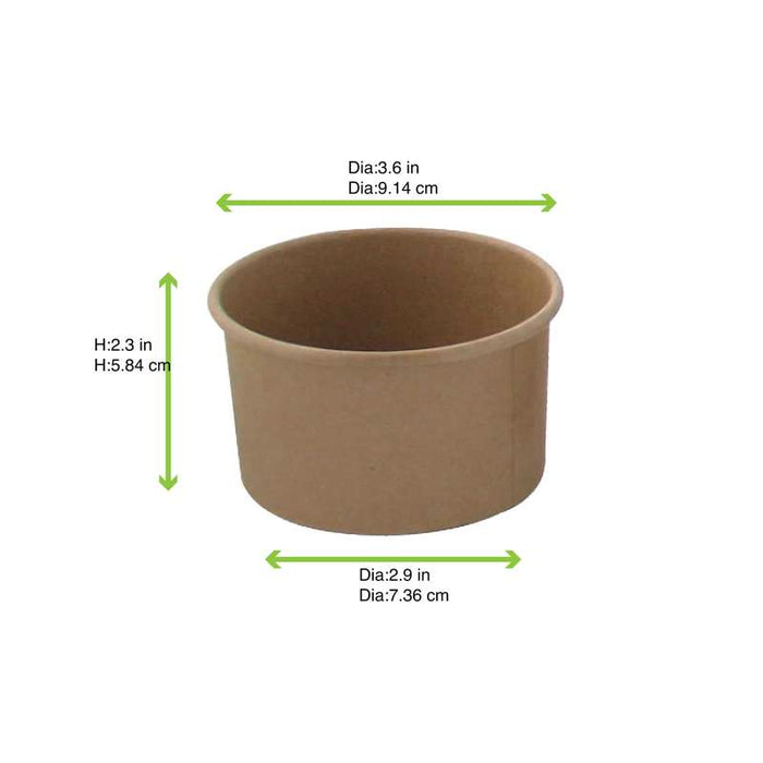 Pot carton kraft brun chaud et froid   H62mm 230ml - 500Pcs