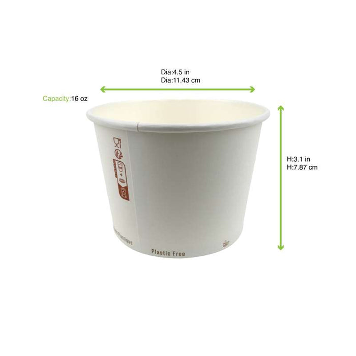 Pot à soupe en carton blanc sans plastique Ø115mm H80mm 470ml - 500Pcs
