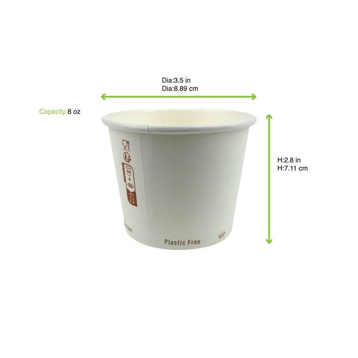 Pot à soupe en carton blanc sans plastique, chaud et froid Ø90mm H70mm 230ml - 500Pcs