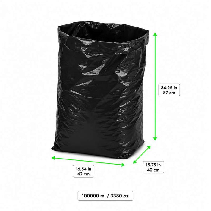 Sac poubelle noir à soufflet 420x400mm H850mm 100L - 200Pcs