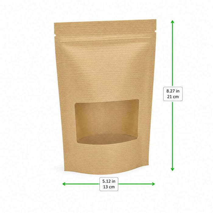 Sac poche debout kraft transparent avec zip de fermeture 130 H210mm-200Pcs