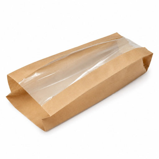 Sac baguette à fenêtre papier kraft brun  100x40mm H580mm-1000Pcs