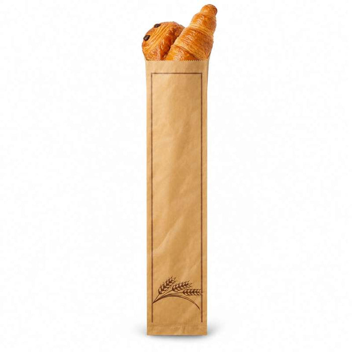 Sac à pain papier kraft brun décor marron  120x80mm H490mm-1000Pcs