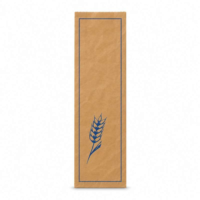 Sac à pain papier kraft brun décor bleu  170x70mm H490mm-1000Pcs
