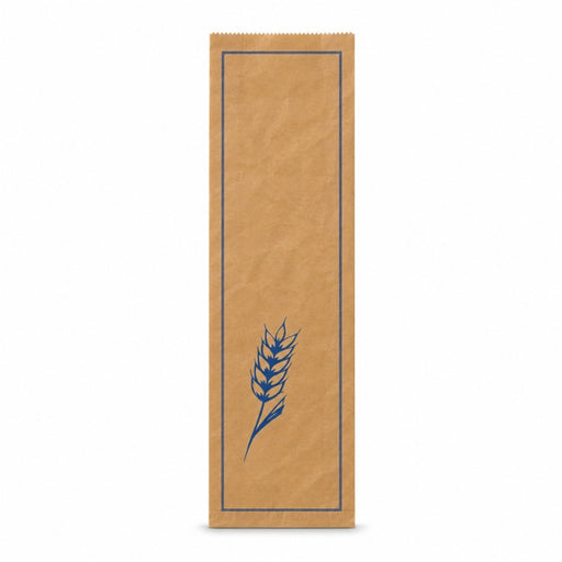 Sac à pain papier kraft brun décor bleu  170x70mm H490mm-1000Pcs