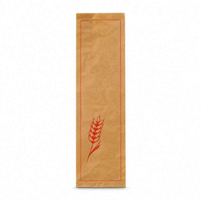 Sac à baguette en papier kraft brun décor rouge 180x70mm H610mm - 500Pcs