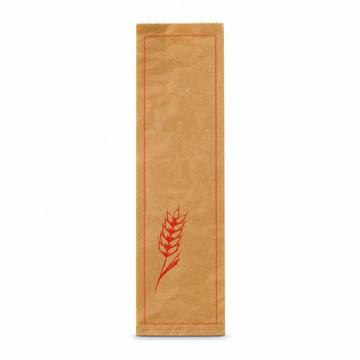 Sac à pain papier kraft brun décor rouge  190x70mm H590mm-1000Pcs